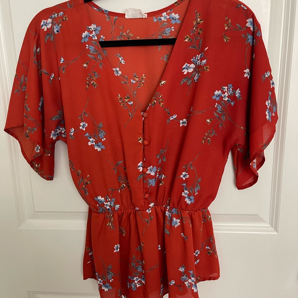 V-Neck Peplum Blouse